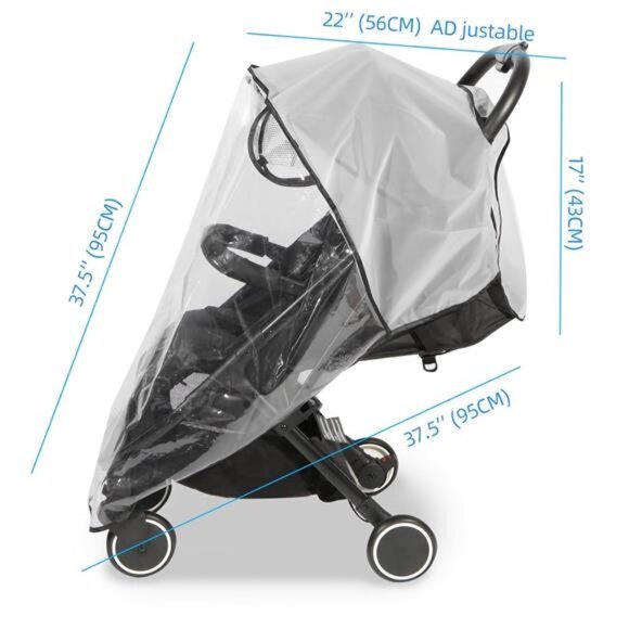 Clear Stroller Rain Cover, Universal Travel Weather Shield Breathable Cover - Picture 6 of 7